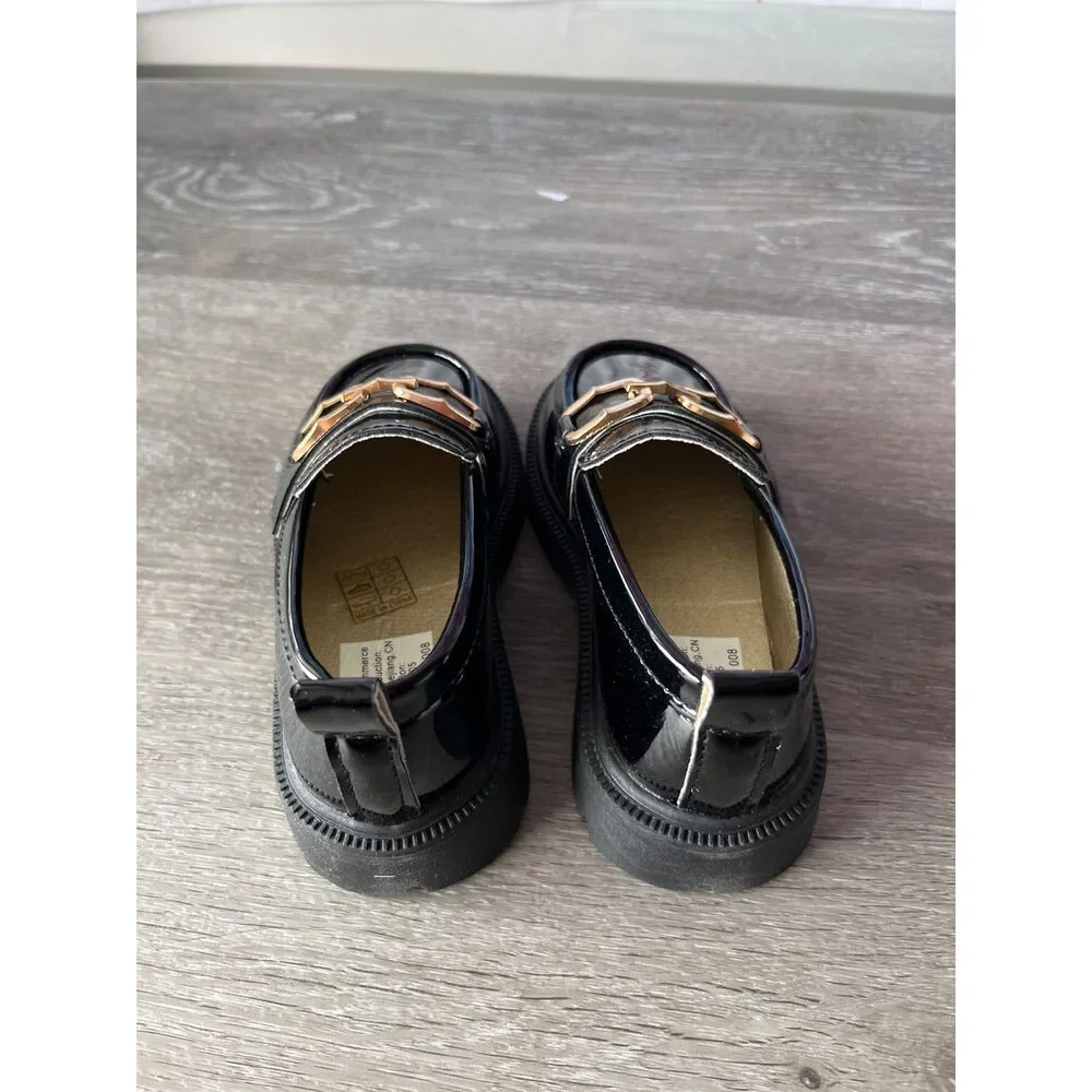 Black Loafers With Gold Chain (Size 8 Children's)